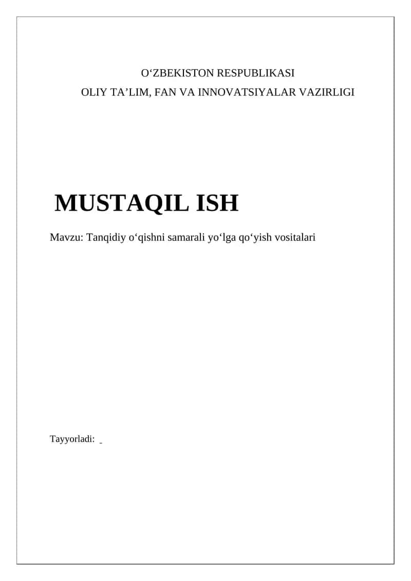 Tanqidiy oʻqishni samarali yoʻlga qoʻyish vositalari