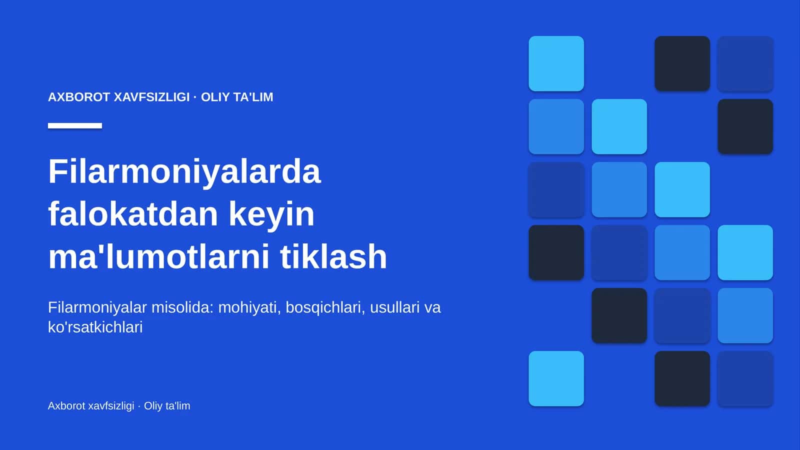 Filarmoniyalarda falokatdan keyin ma'lumotlarni tiklash