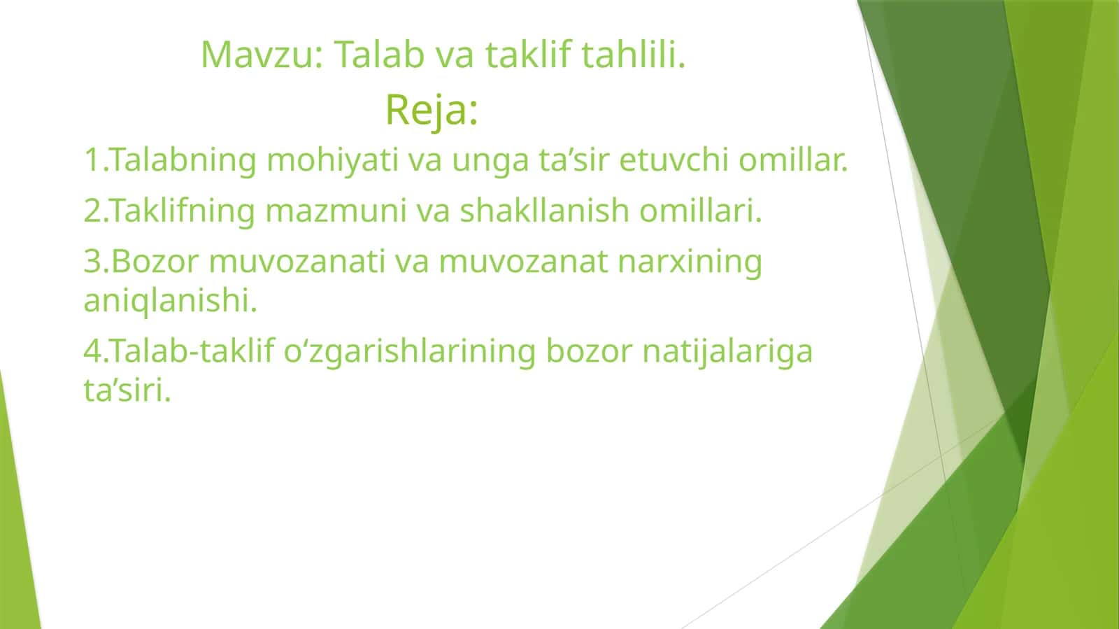 Talab va taklif tahlili