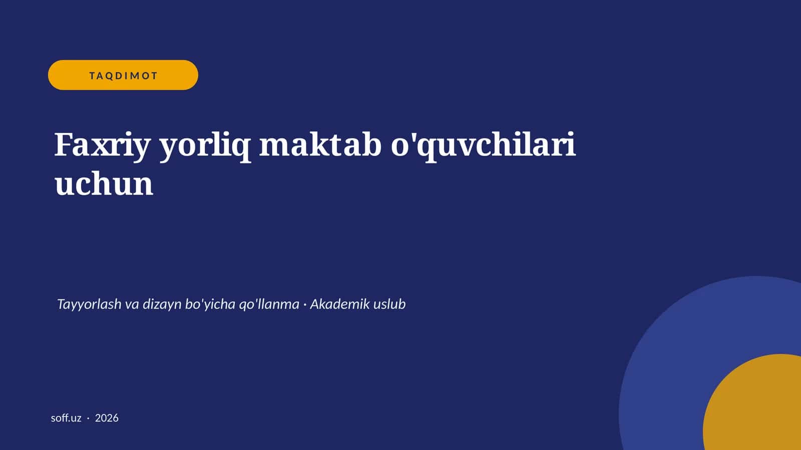 Faxriy yorliq maktab o'quvchilari uchun