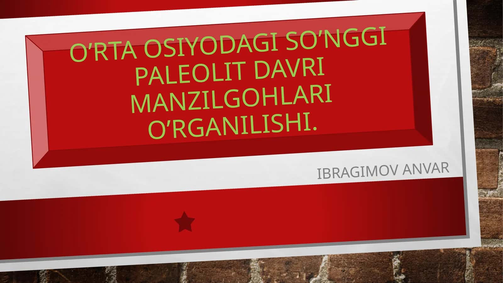 O’rta Osiyodagi so’nggi paleolit davri manzilgohlari o’rganilishi