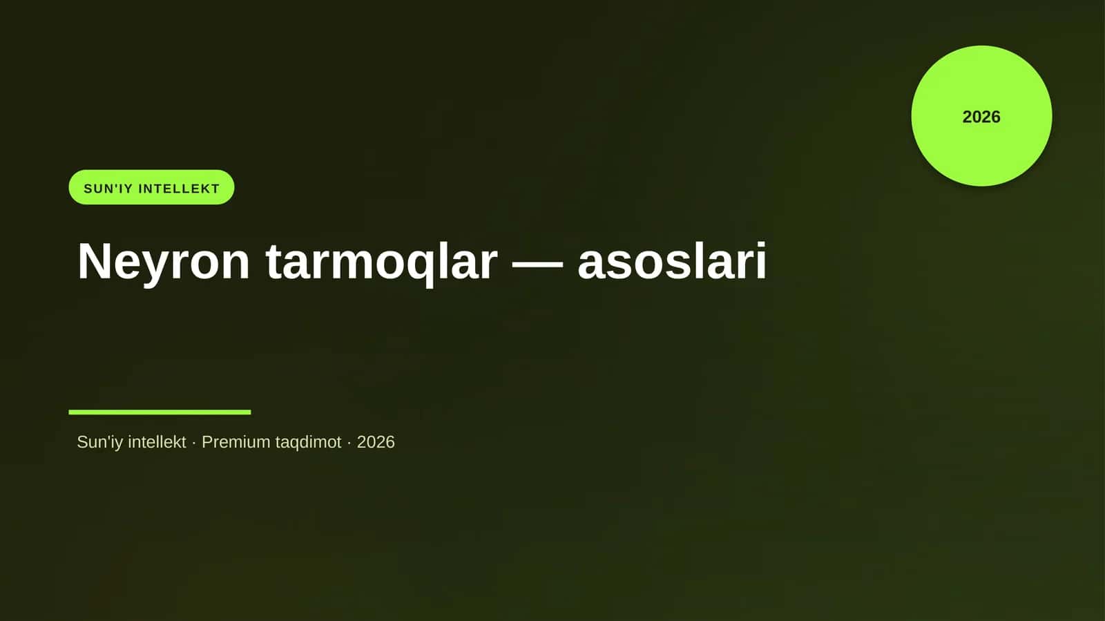 Neyron tarmoqlar — asoslari