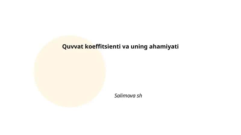 Quvvat koeffitsienti va uning ahamiyati