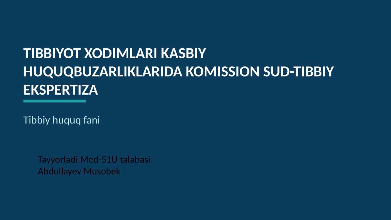 Tibbiyot Xodimlari Kasbiy Huquqbuzarliklarida Komission Sud-Tibbiy Ekspertiza