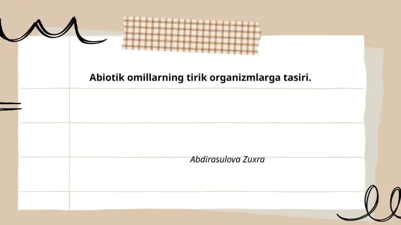 Abiotik Omillarning Tirik Organizmlarga Tasiri