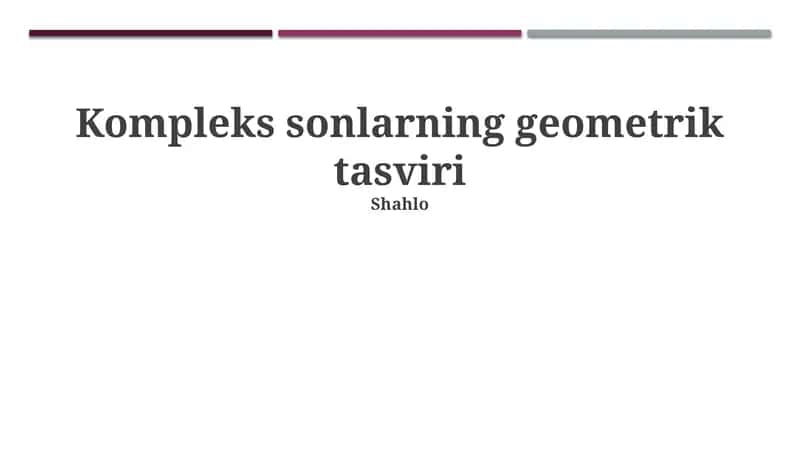 Kompleks sonlarning geometrik tasviri