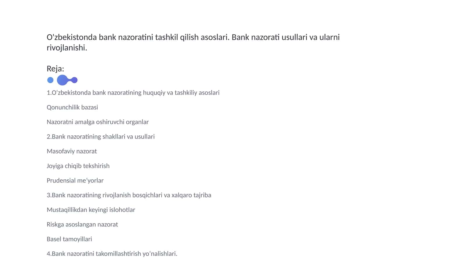 O‘zbekistonda bank nazoratini tashkil qilish asoslari