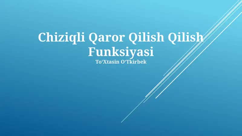 Chiziqli Qaror Qilish Qilish Funksiyasi