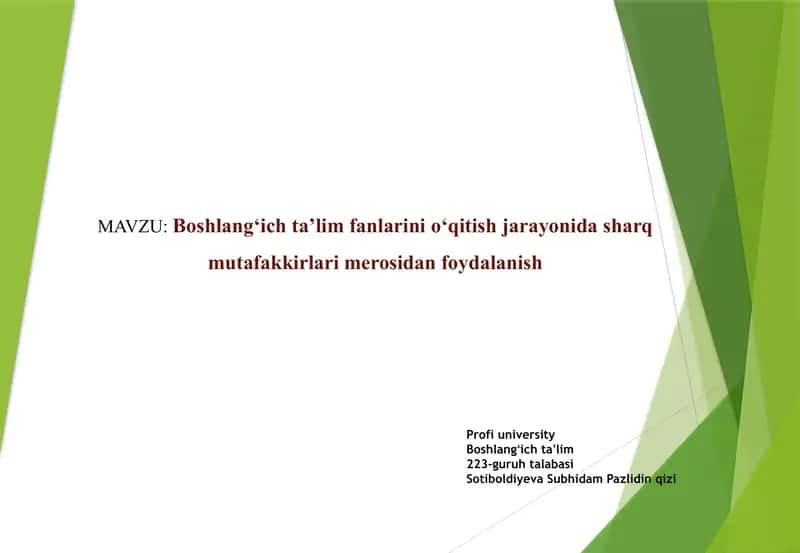 Sharq mutafakkirlari merosidan foydalanish