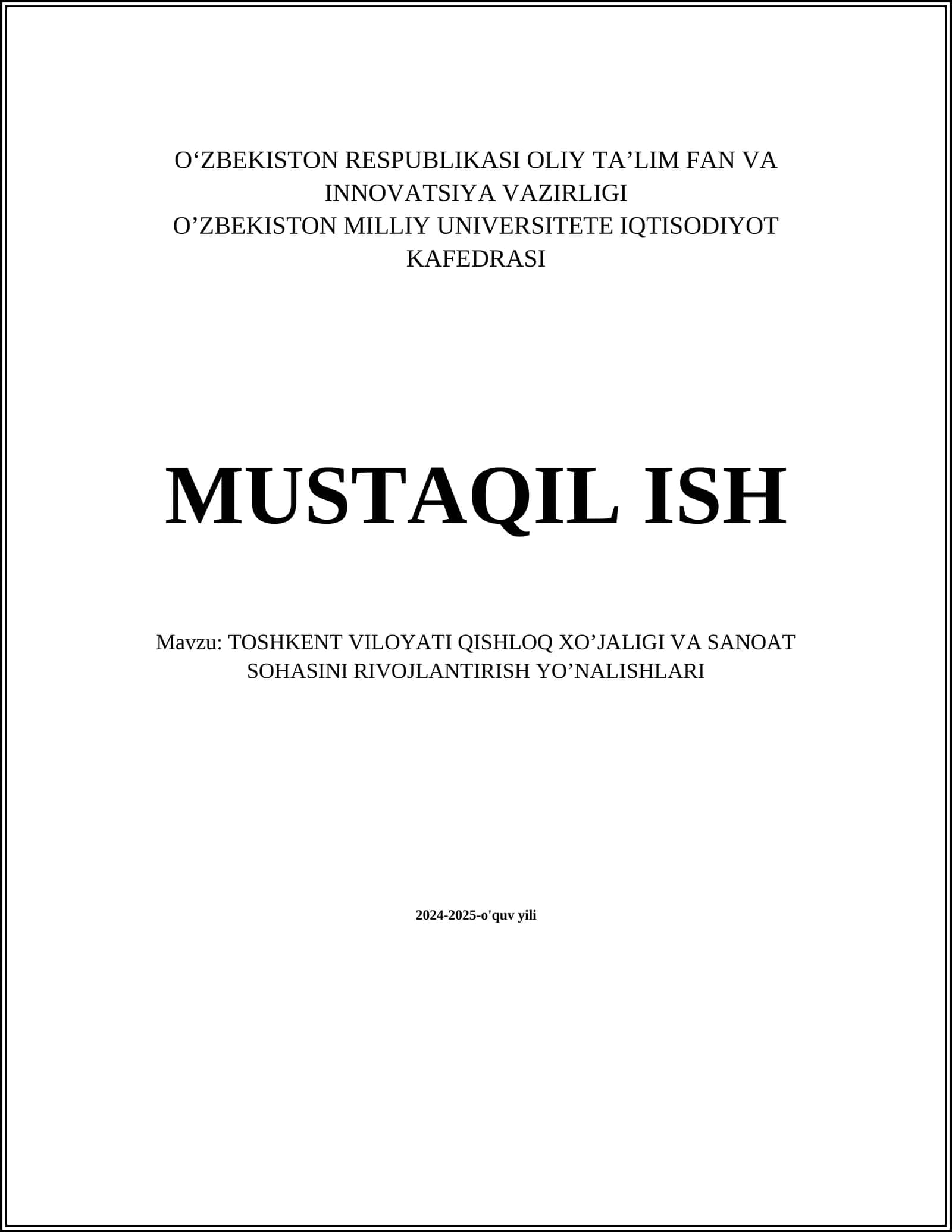 Toshkent Viloyati Qishloq XO'jaligi Mahsulotlarini Qayta Ishlash