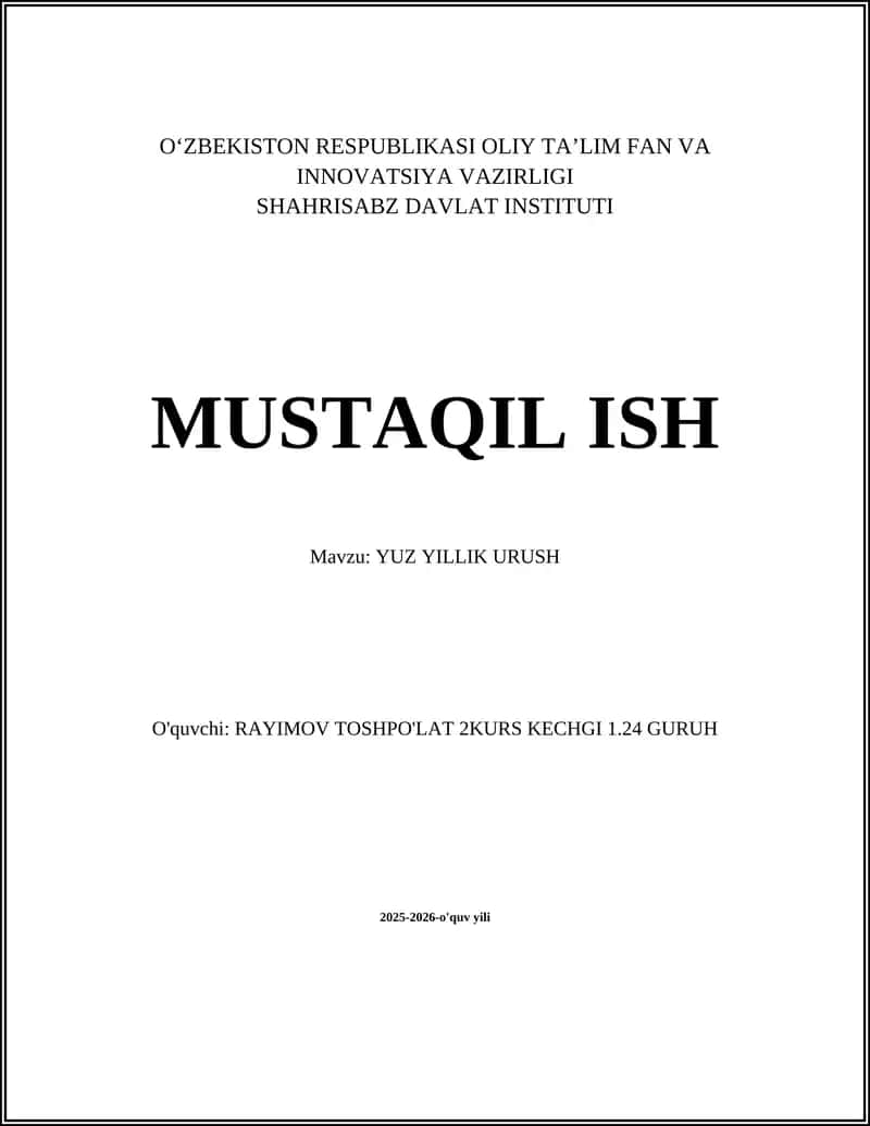 YUZ YILLIK URUSH