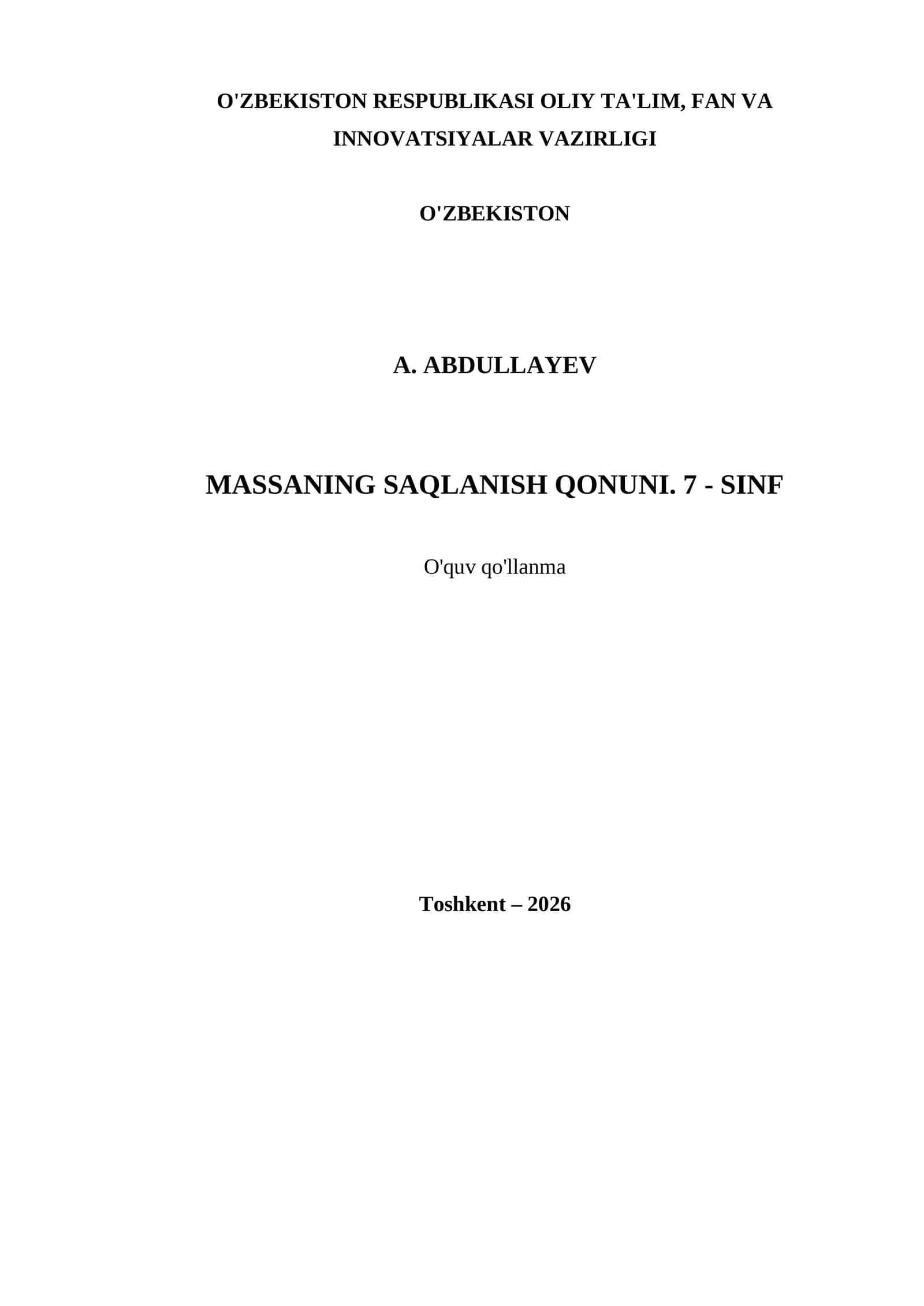 MASSANING SAQLANISH QONUNI. 7 - SINF