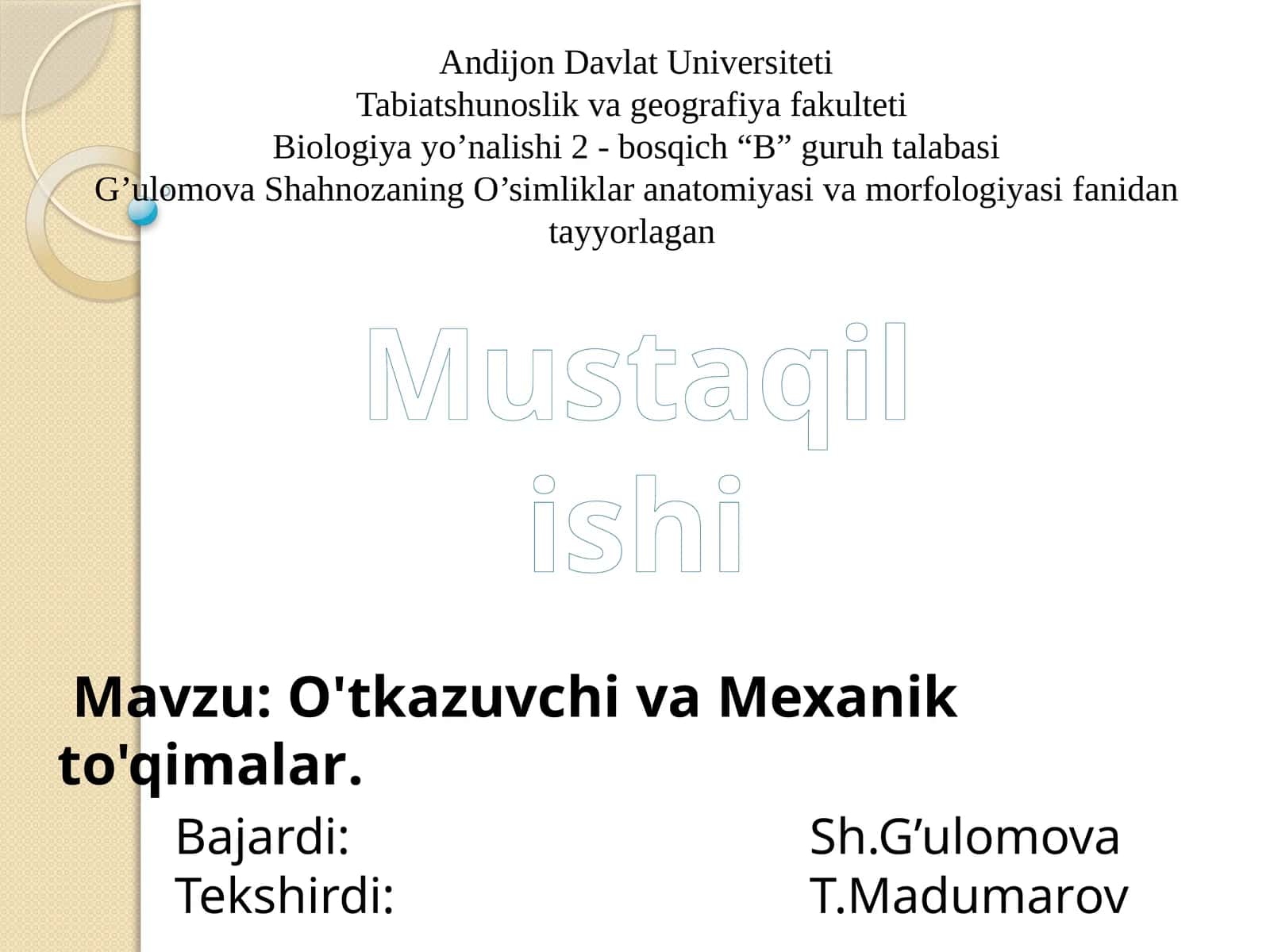 O'simliklar anatomiyasi va morfologiyasi