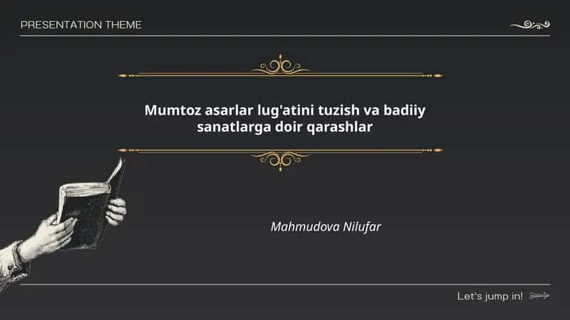 Mumtoz asarlar lug'atini tuzish va badiiy sanatlarga doir qarashlar