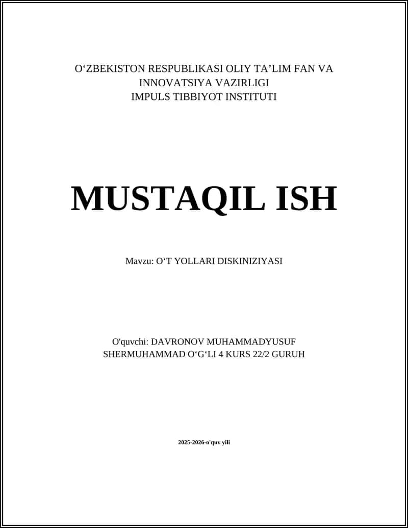 OʻT YOLLARI DISKINIZIYASI