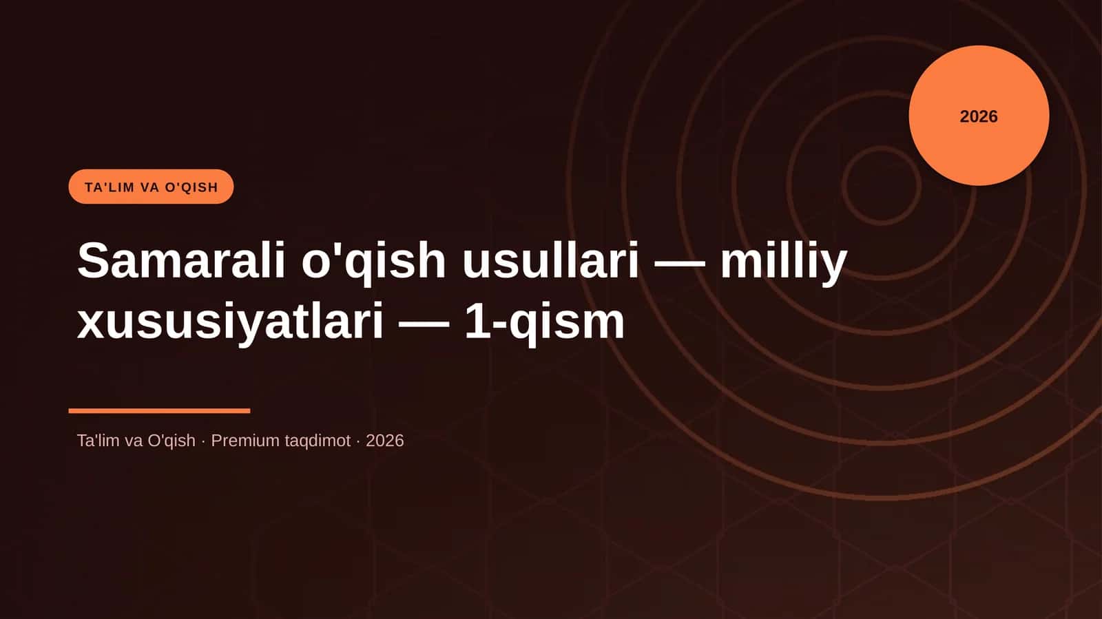Samarali o'qish usullari — milliy xususiyatlari — 1-qism