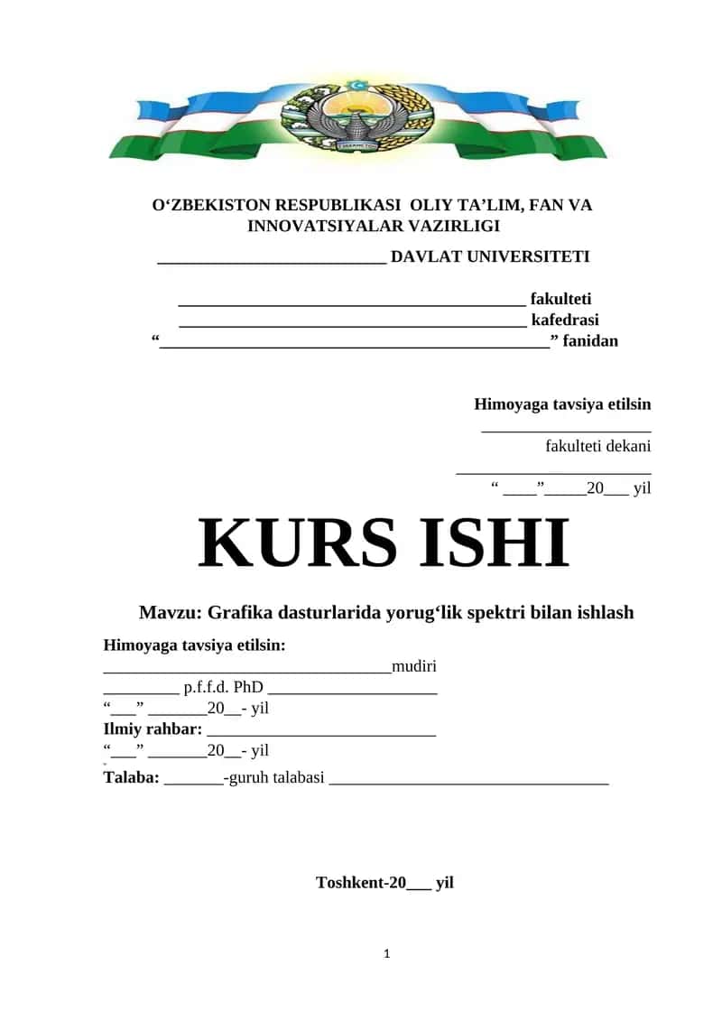 Grafika dasturlarida yorug‘lik spektri bilan ishlash