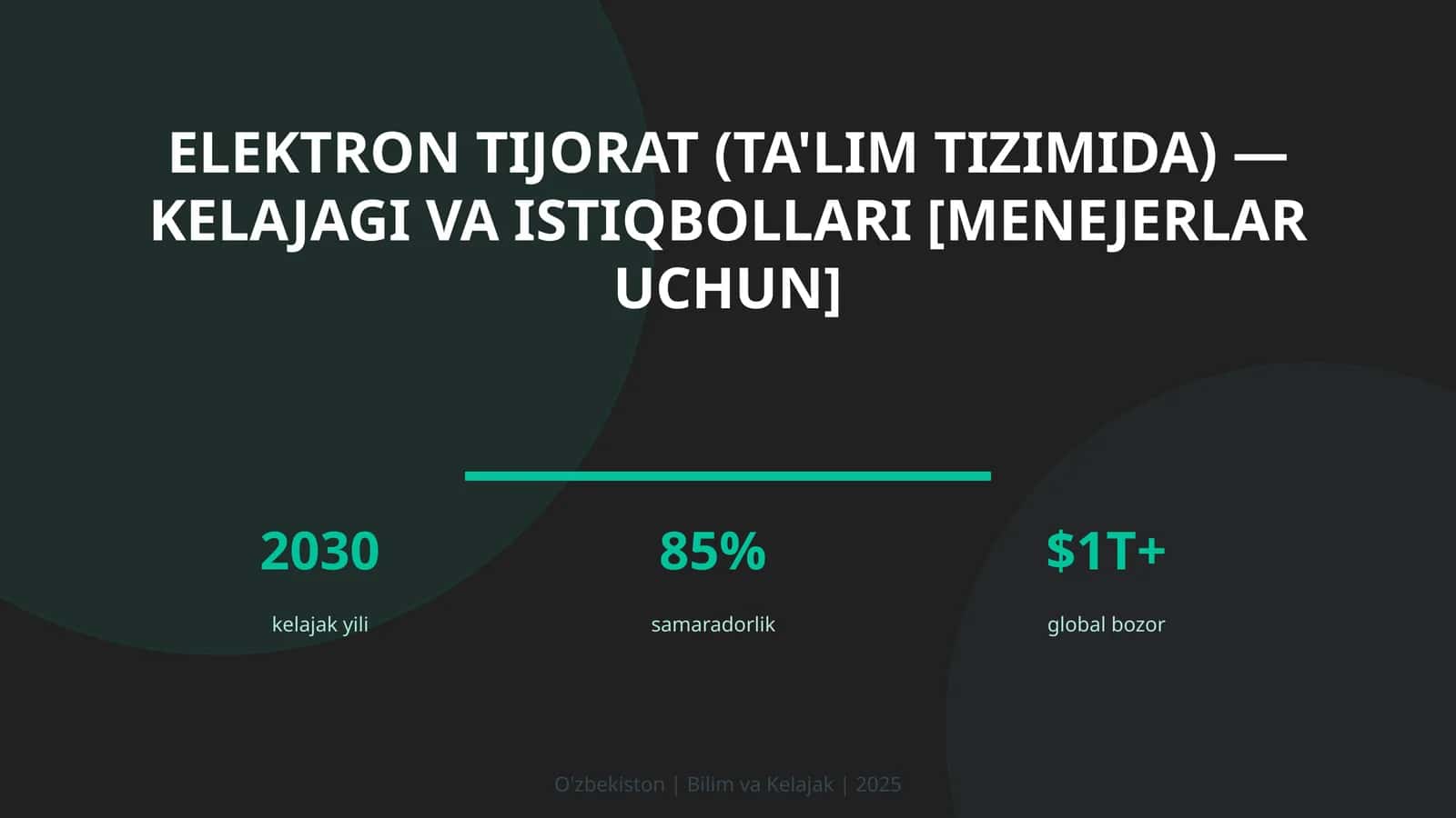 Elektron tijorat (ta'lim tizimida) — kelajagi va istiqbollari [menejerlar uchun]