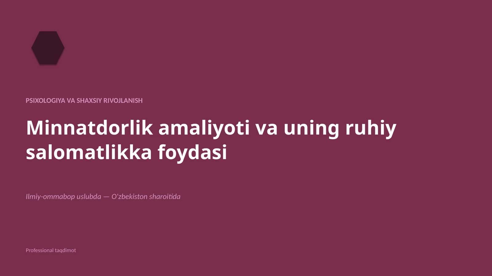 Psixologiya va shaxsiy rivojlanish