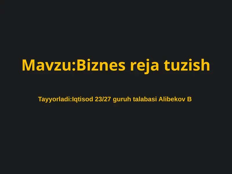 Biznes reja tuzish