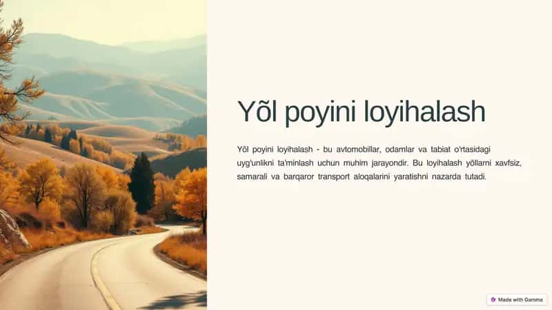 Yõl poyini loyihalash