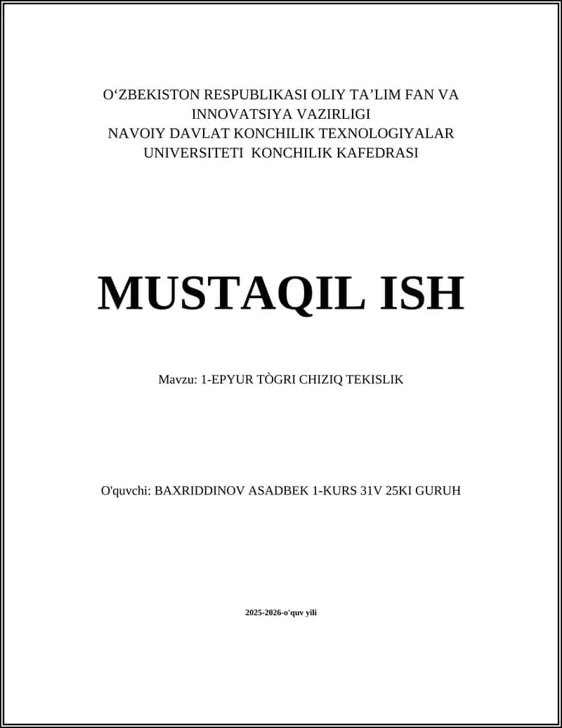 Epyur TÒGRI CHIZIQ TEKISLIK
