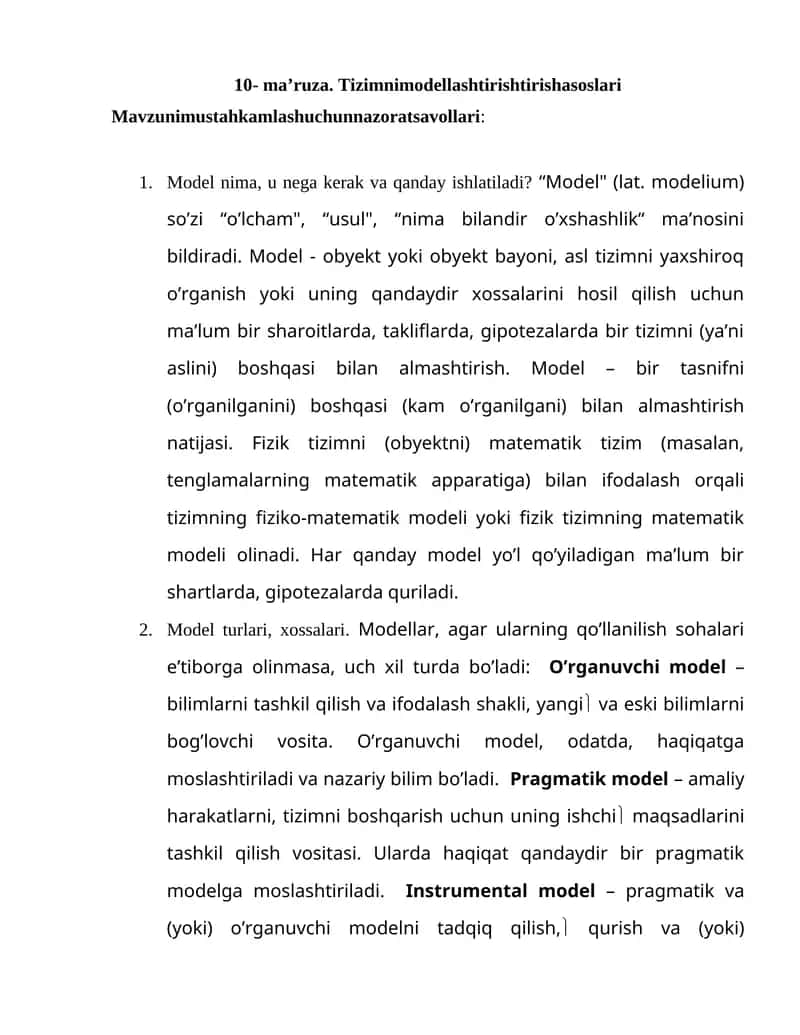 Model nima, u nega kerak va qanday ishlatiladi?