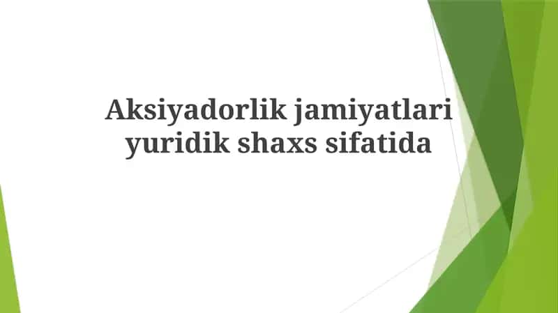 Aktsiyadorlik Jamiyatining Tashkil Topishi