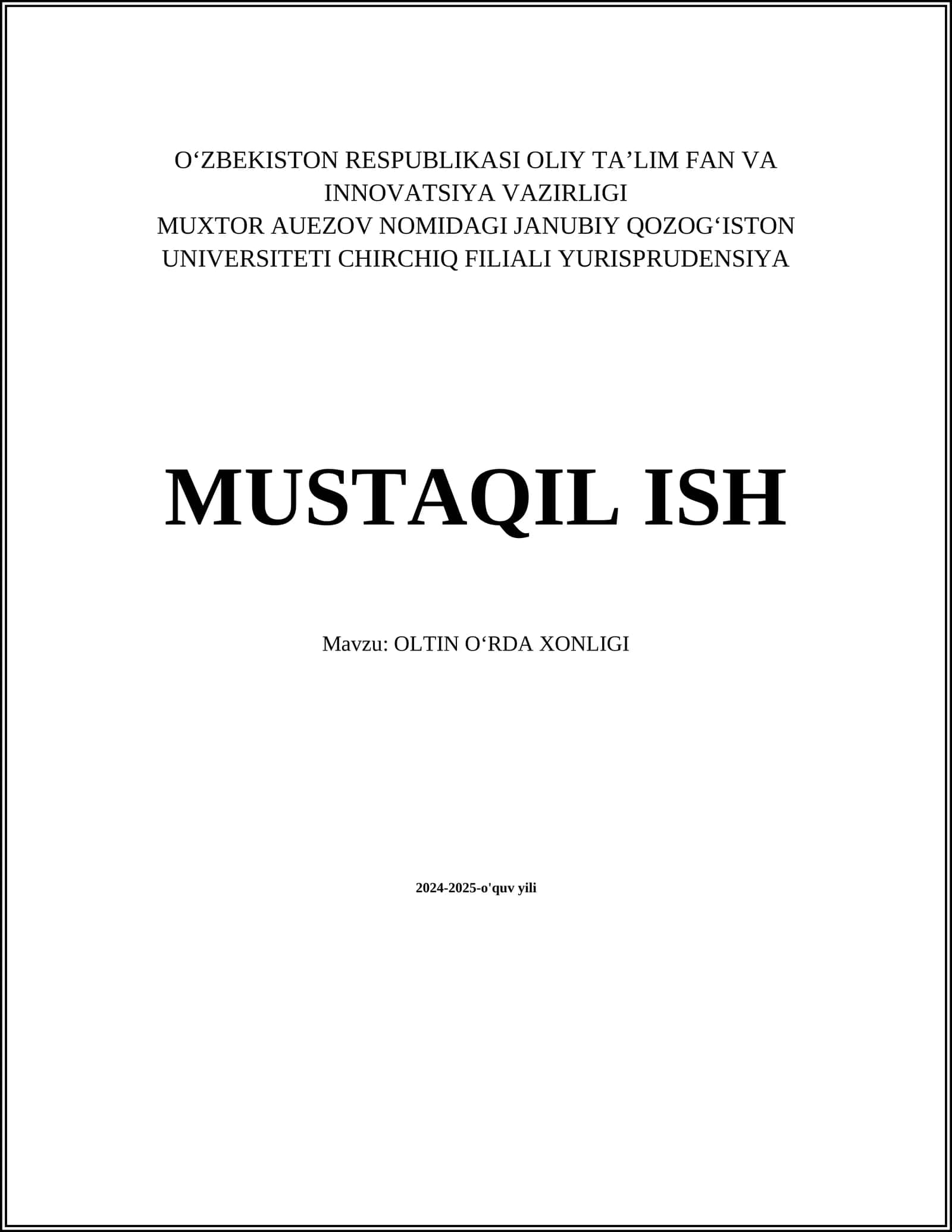OLTIN OʻRDA XONLIGI