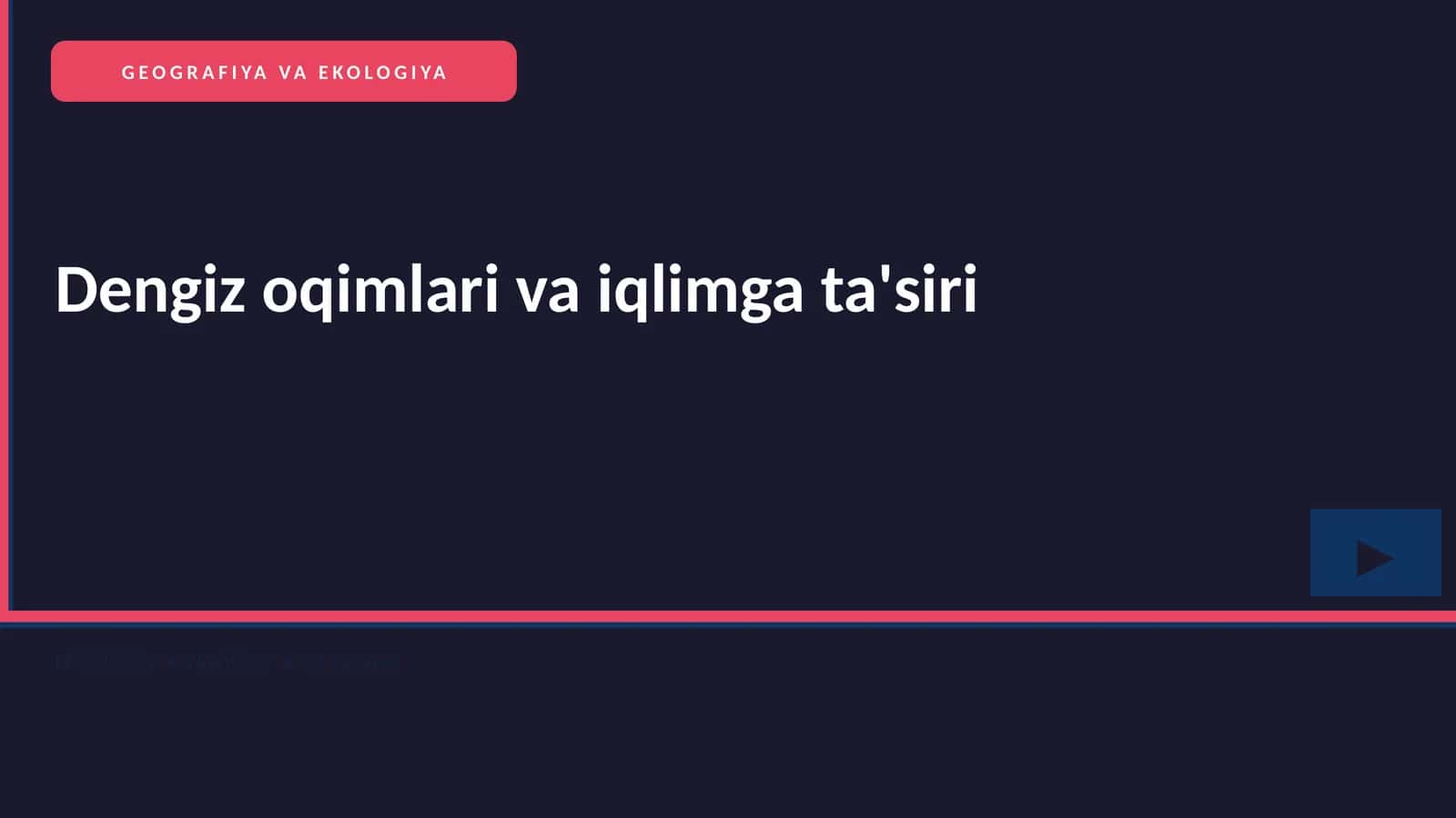 GEOGRAFIYA VA EKOLOGIYA
