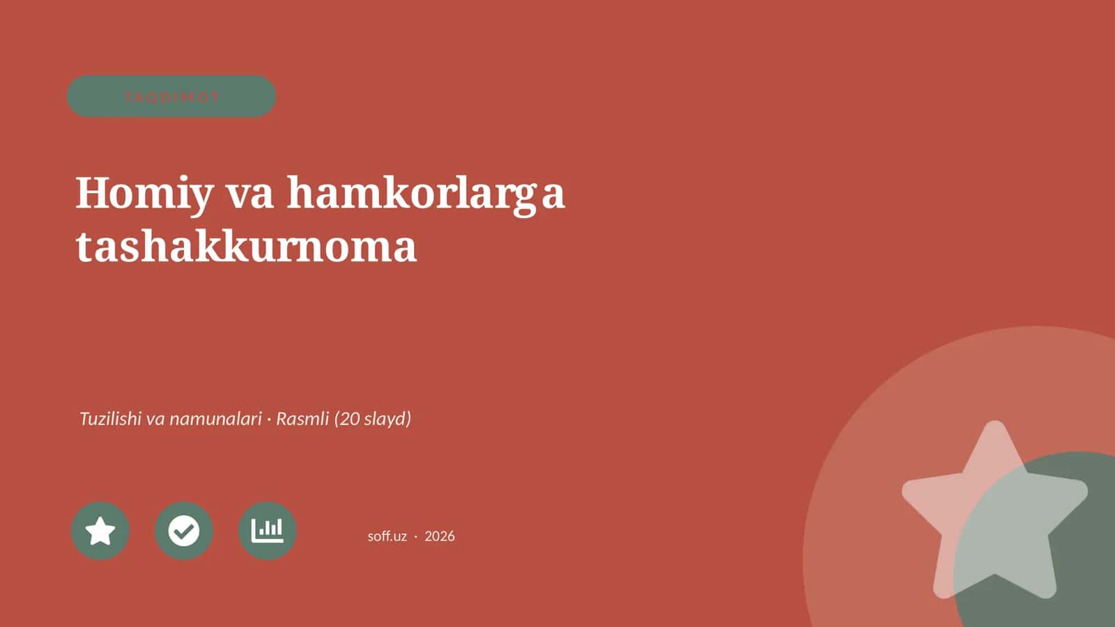 Homiy va hamkorlarga tashakkurnoma