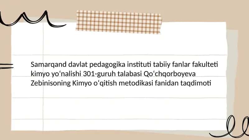Kimyo oʻqitish metodikasi