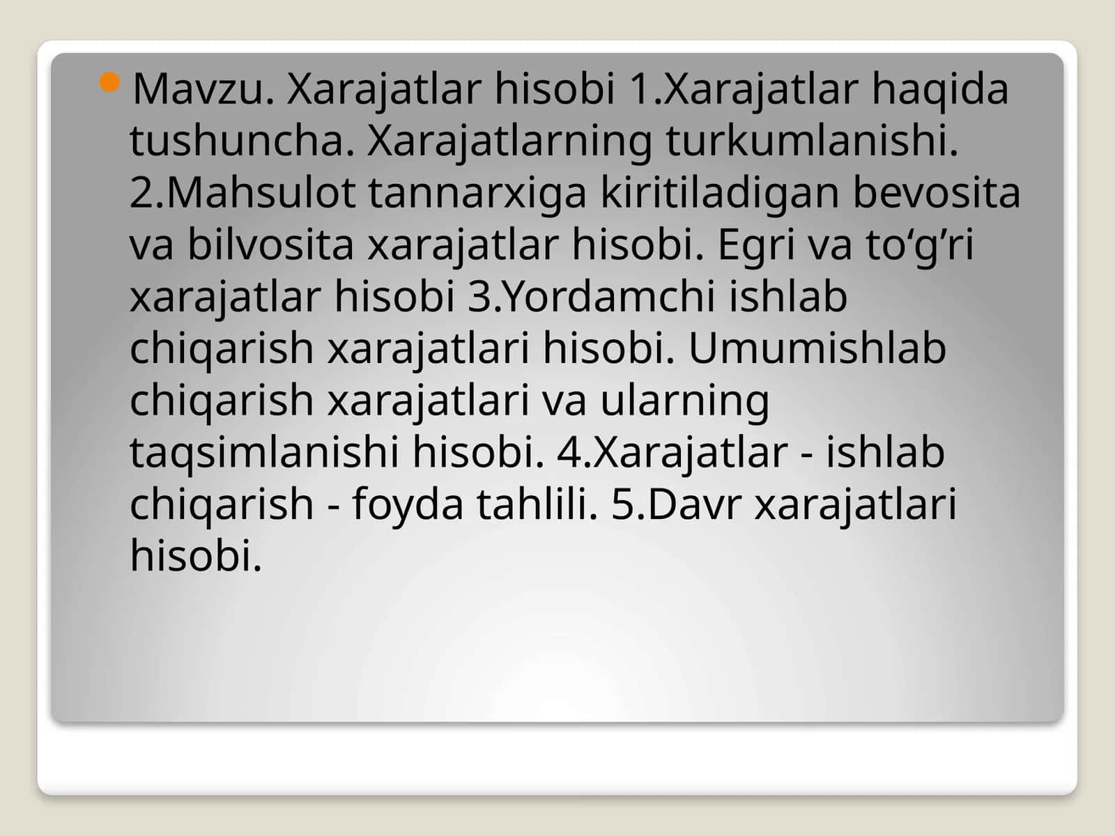 Xarajatlar hisobi