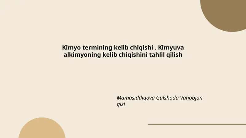 Kimyo termining kelib chiqishi