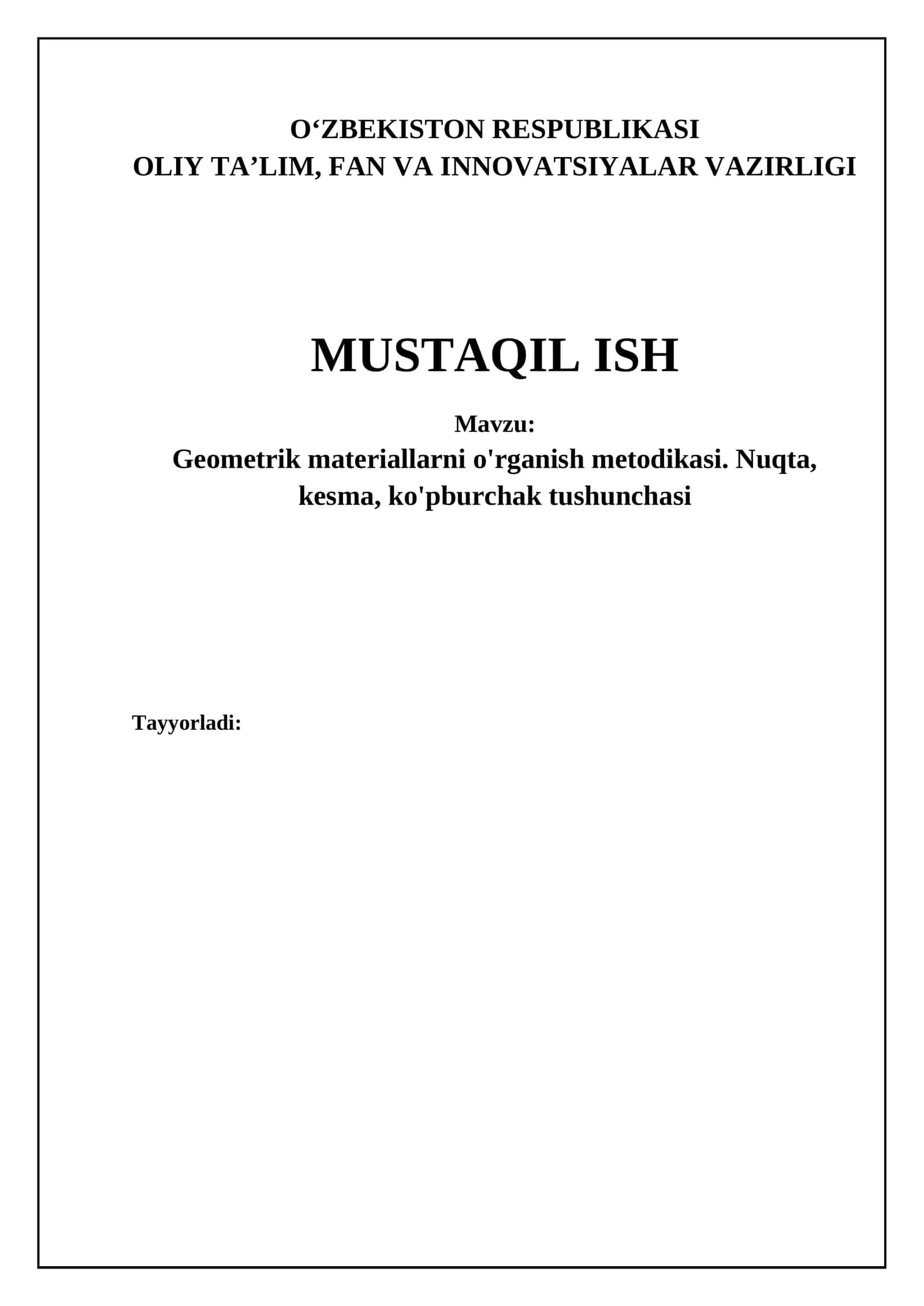 Geometrik materiallarni o'rganish metodlari