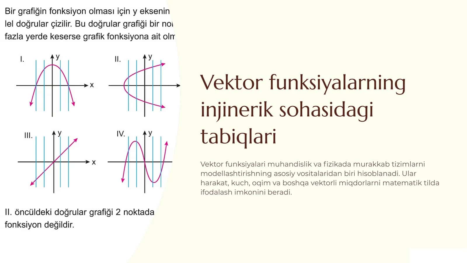 Vektor funksiyalarining injinerik sohasidagi tabiqlari