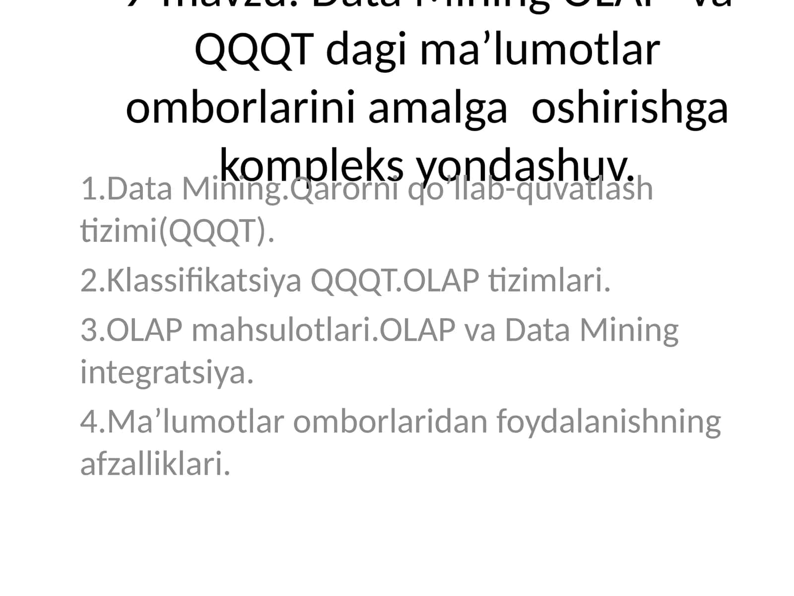 Data Mining va OLAP Integrasiyasi