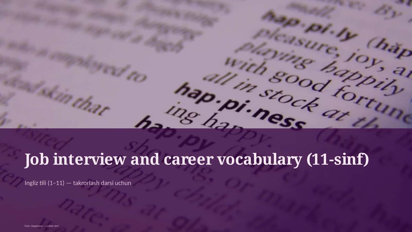Job interview and career vocabulary (11-sinf)