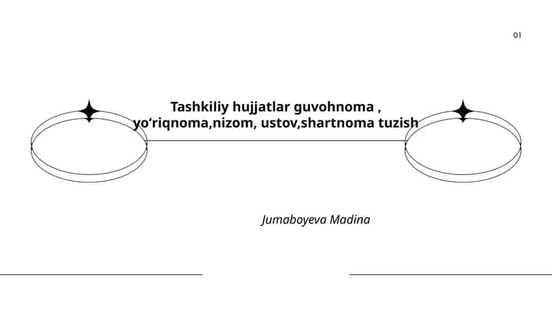 Tashkiliy hujjatlar guvohnoma, yoʻriqnoma,nizom, ustov,shartnoma tuzish