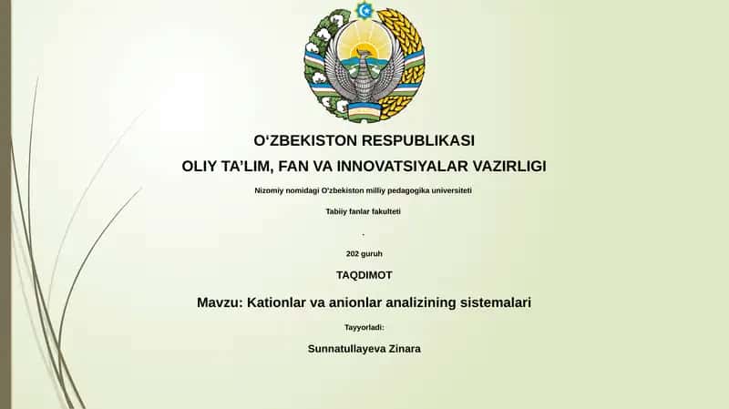 Kationlar va anionlar analizining sistemalari