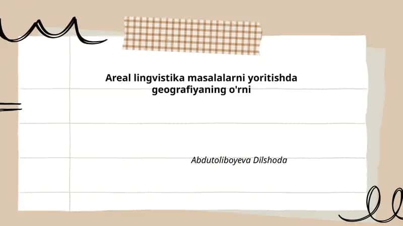 Geografiyaning areal lingvistika masalalari