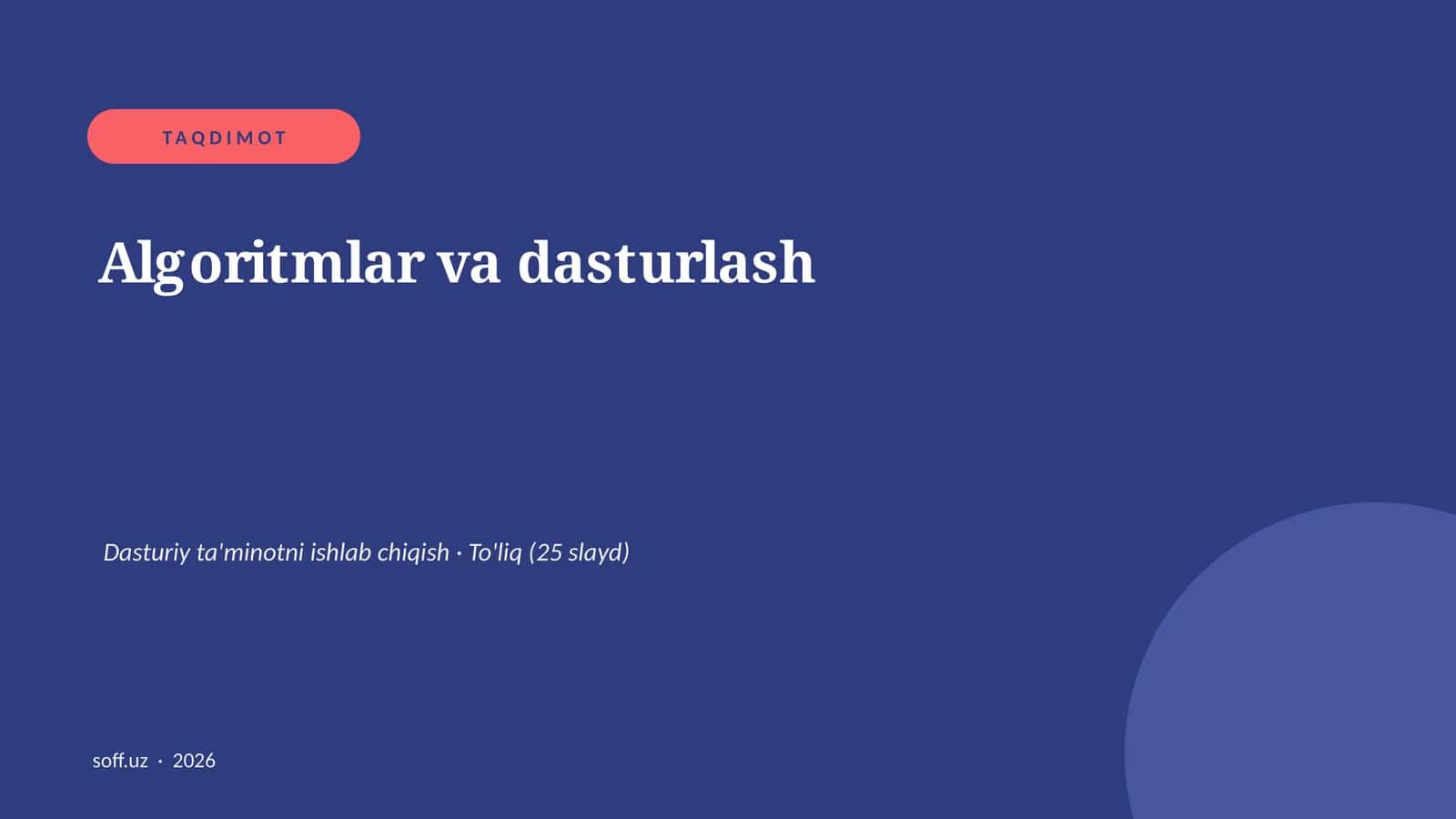 Algoritmlar va dasturlash