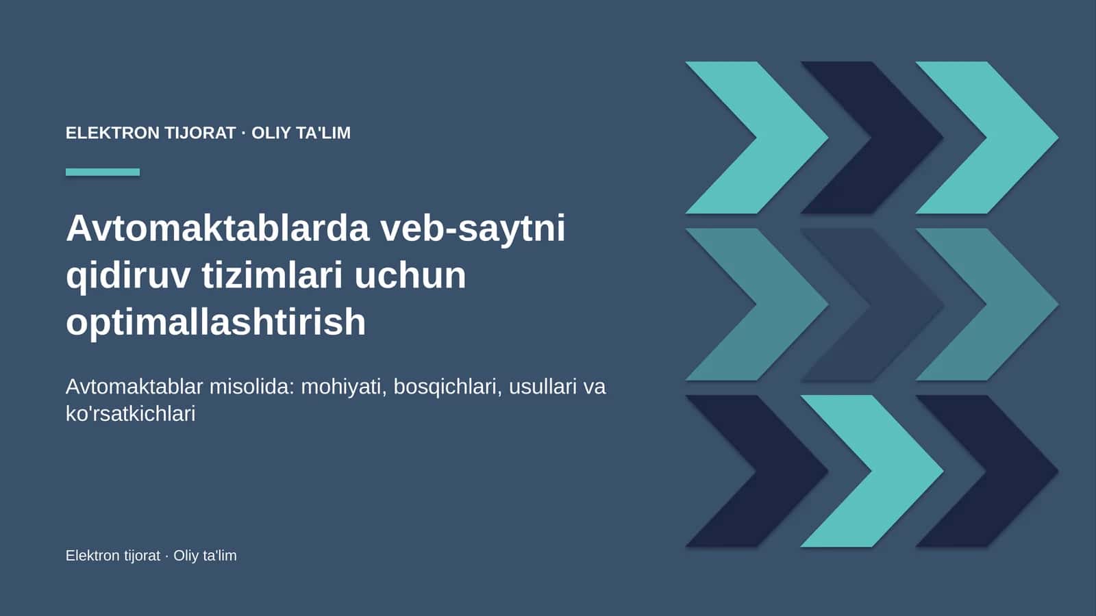 Avtomaktablarda veb-saytni qidiruv tizimlari uchun optimallashtirish