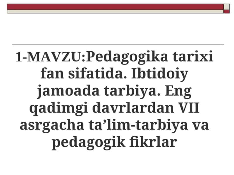Pedagogika tarixi fan sifatida