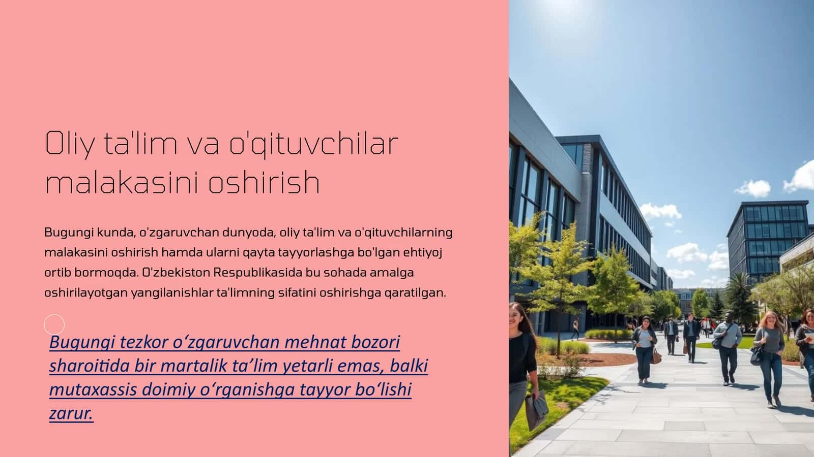 Oliy ta'lim va o'qituvchilar malakasini oshirish