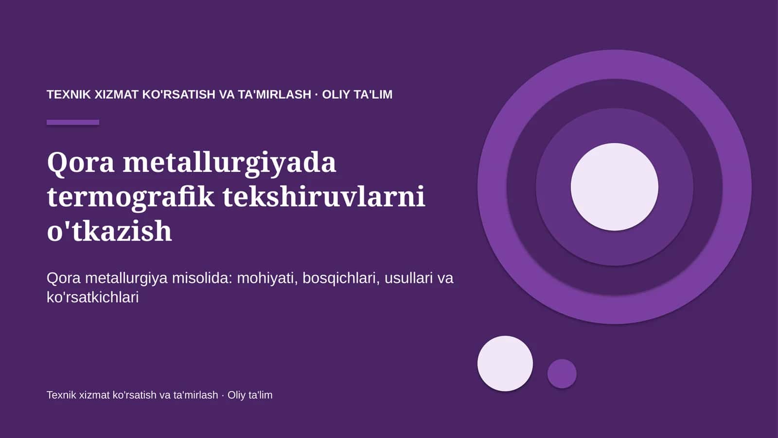 Qora metallurgiyada termografik tekshiruvlarni o'tkazish