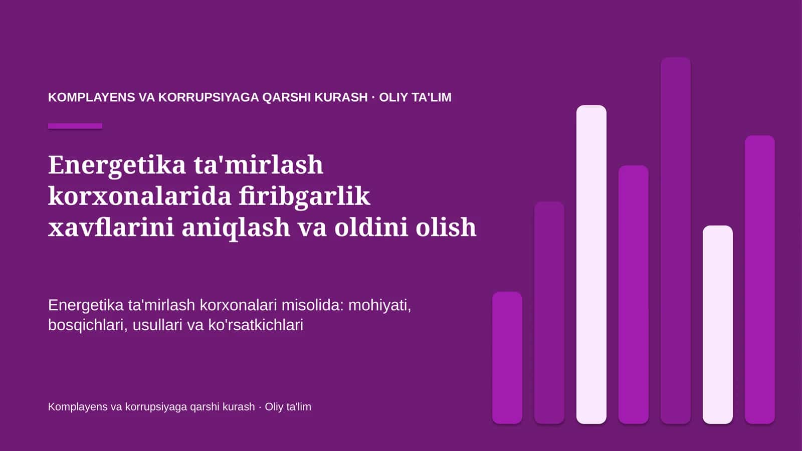 Energetika ta'mirlash korxonalarida firibgarlik xavflarini aniqlash va oldini olish