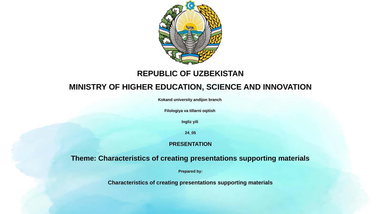 Characteristics of creating presentations supporting materials