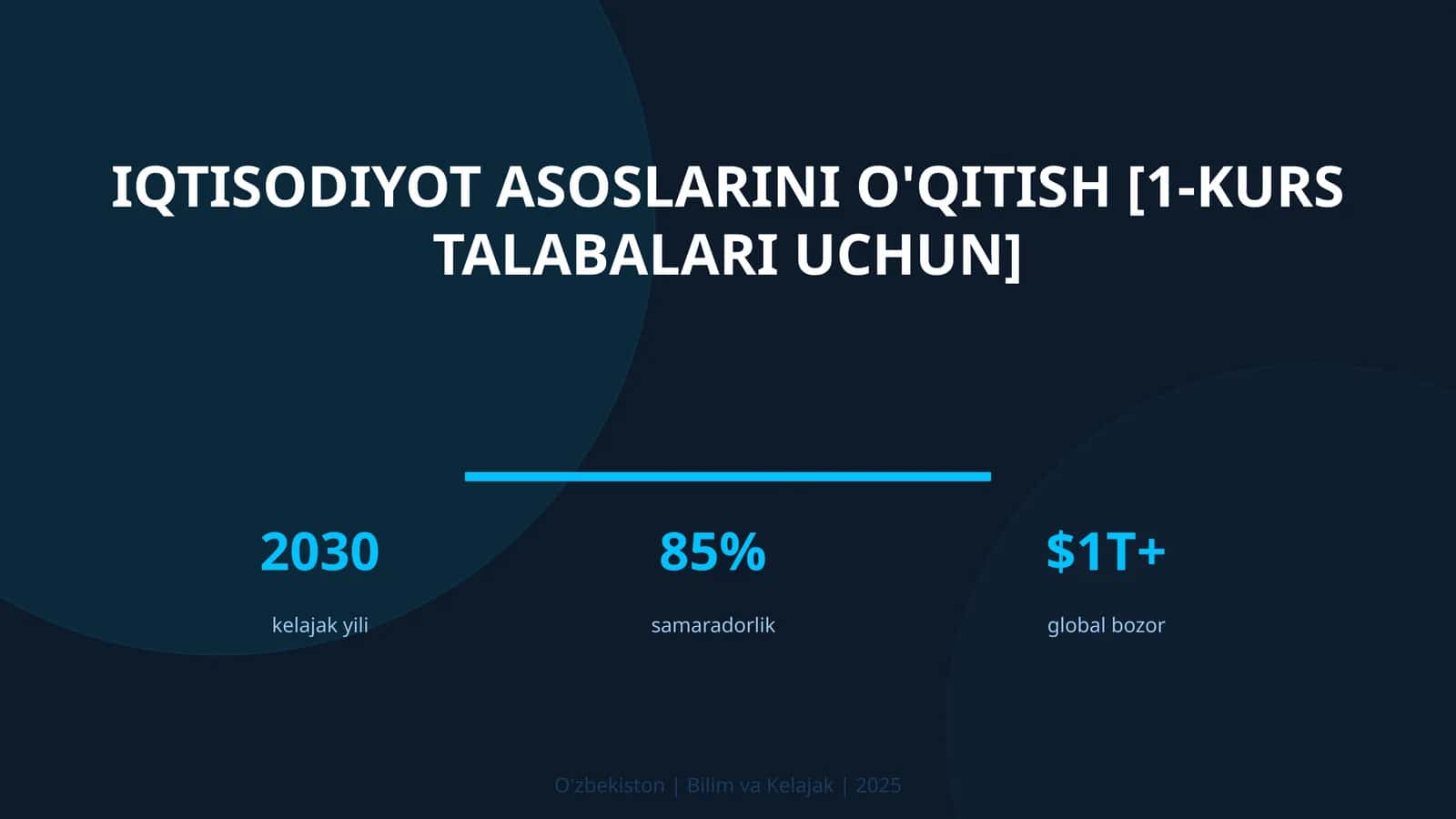 Iqtisodiyot asoslarini o'qitish [1-kurs talabalari uchun]