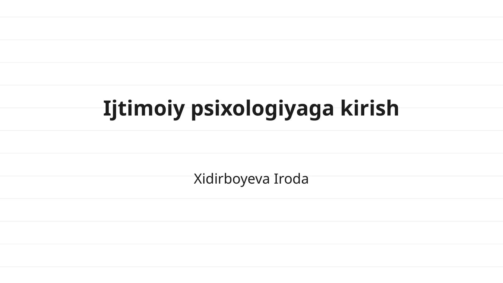 Ijtimoiy psixologiyaga kirish